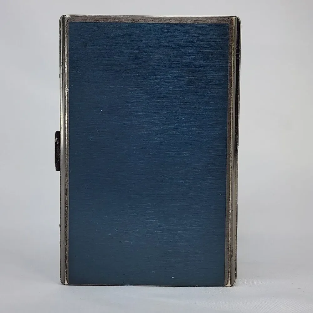 Fendi Zucca Metal Cigarette Case Vintage Card Holder Black Enamel Striped FF